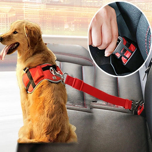 ADJUSTABLE DOG SEATBELT HARNESS FOR SAFE CAR TRAVEL - BARKLYX