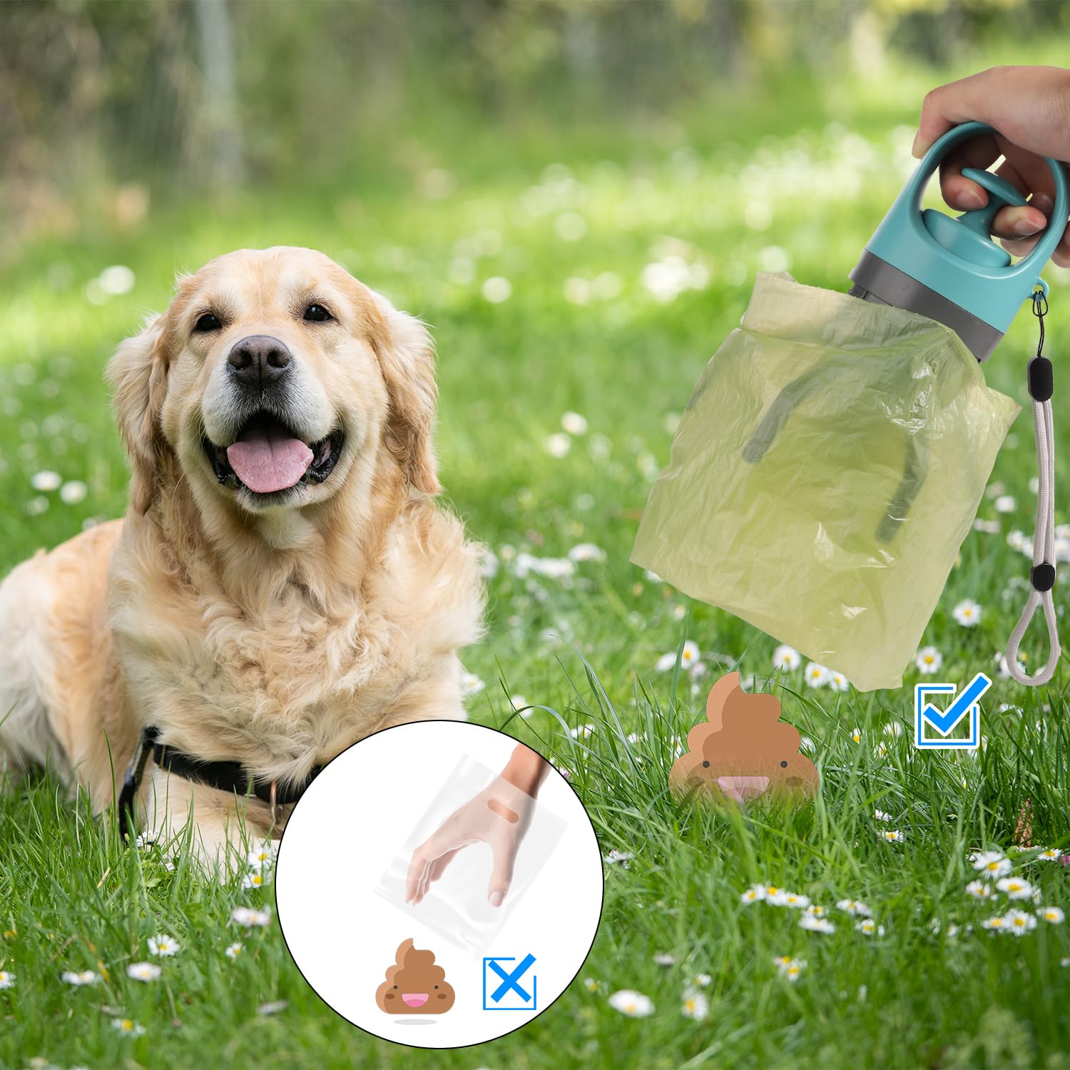 PET POOP SCOOPER WITH DISPENSER EASY CLEANUP AND CONVENIENCE - BARKLYX