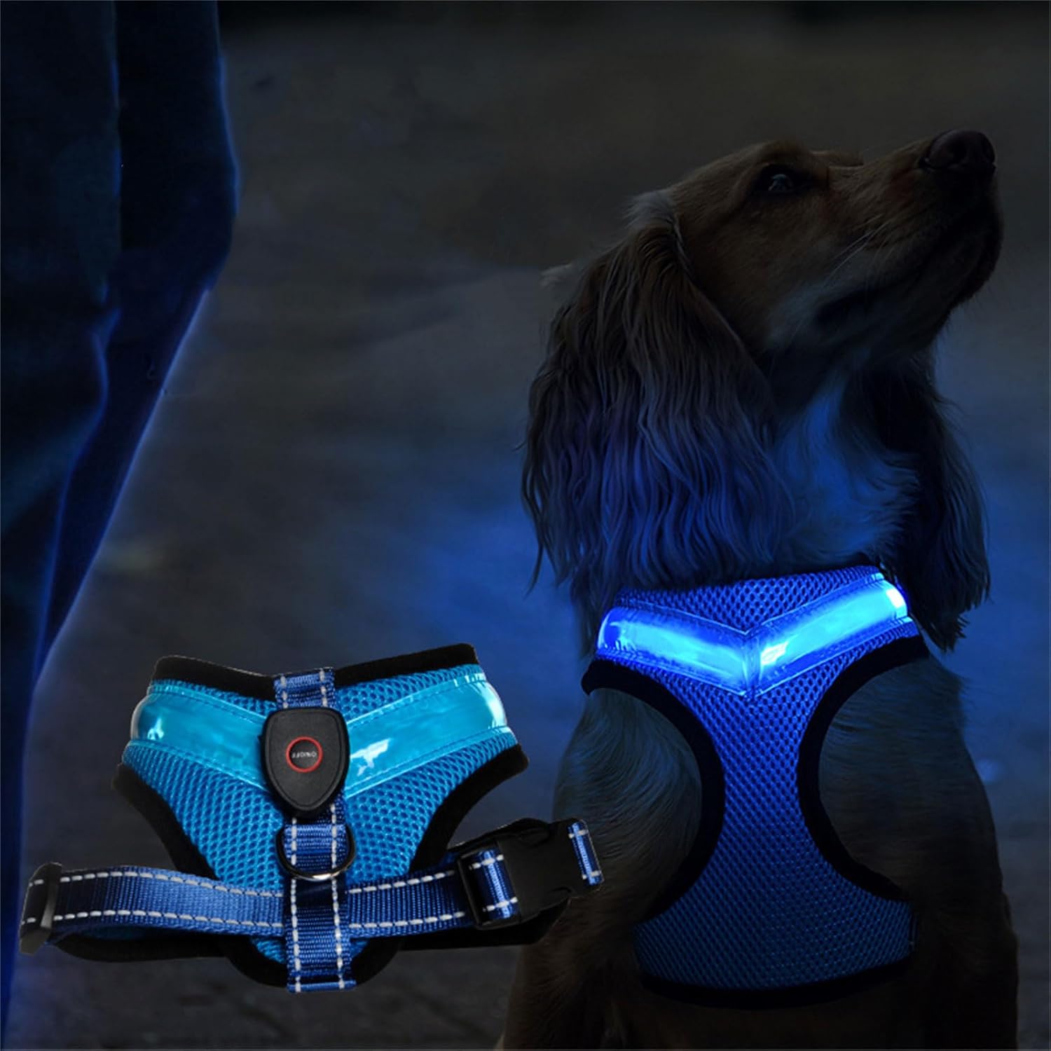 GLOWSAFE LED DOG HARNESS - BRIGHT, VISIBLE, AND SECURE WALKS - BARKLYX