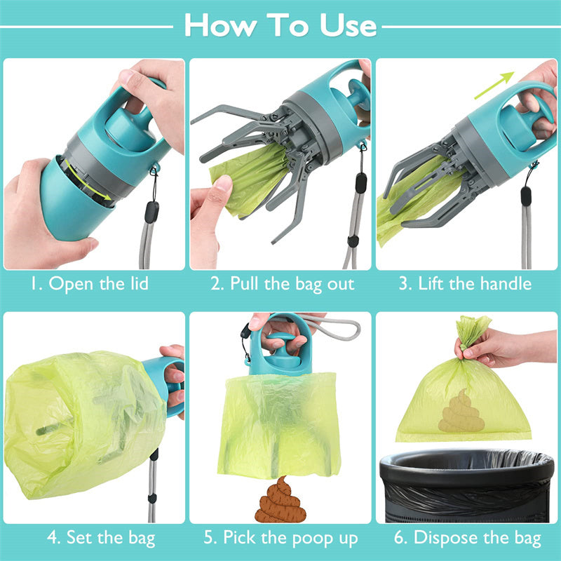 PET POOP SCOOPER WITH DISPENSER EASY CLEANUP AND CONVENIENCE - BARKLYX